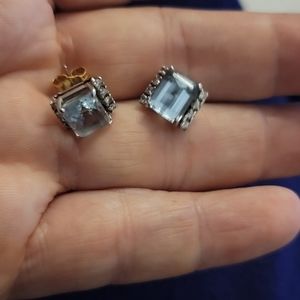 Women's Rare Vintage 14kt Gold  Aquamarine, and Diamonds Earrings